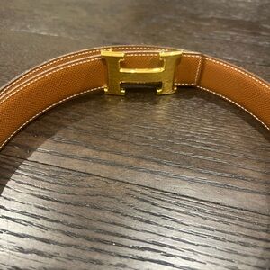 Hermes Constance Reversible Tan & Black belt and Gold with Iconic H Buckle